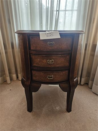 Kidney-Shape Side Table Oval Top Faux Leather Texture Design