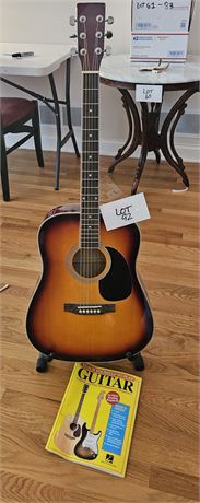 Acoustic Sunburst Guitar W/ Stand & Teach Yourself To Play Book