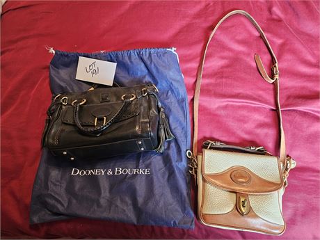 Dooney & Bourke Black Leather Handbag & Small Cream & Brown Handbag