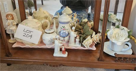 Mixed Home Decor Pink Tones Teapots, Wild Tulip Lidded Jar, Ceramic Trays & More