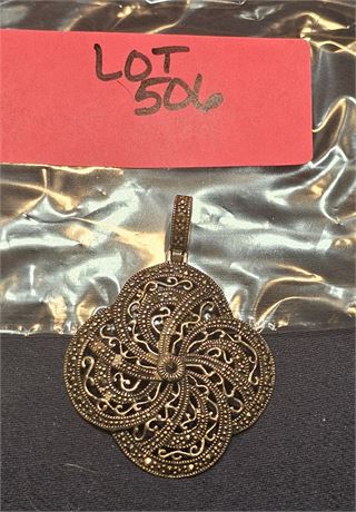 Sterling 2" Steel Cut Pendant 0.23 ozt