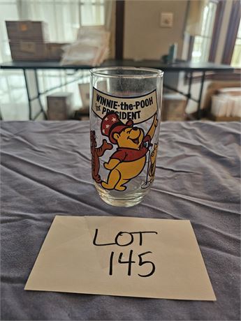 Winnie the Pooh "For President" Sears Drinking Glass