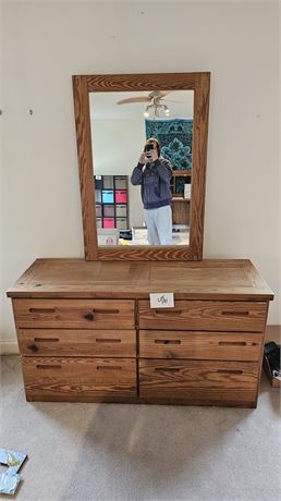 Wood Dresser & Mirror