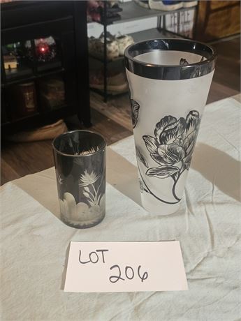 Lenox Midnight Blossom Bud Vase & Edo Kirko Japanese Cut Glass