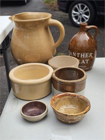 Mixed Pottery Lot - Large Pitcher / Crocks & More