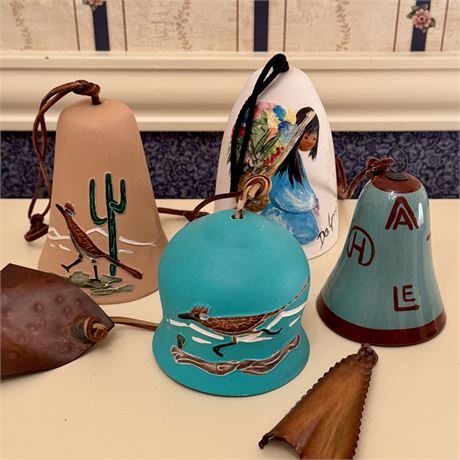 Set of 3 Southwestern Motif Ceramic Bells