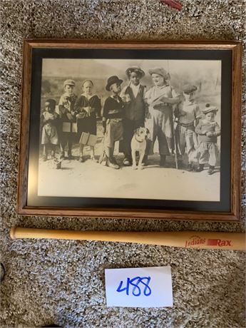 Little Rascals Framed Picture and Cleveland Indians Bat