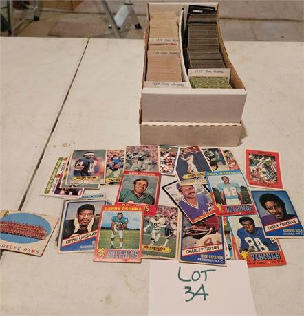 Large Box Of Mixed Football Trading Cards Topps & Score 1980's Era