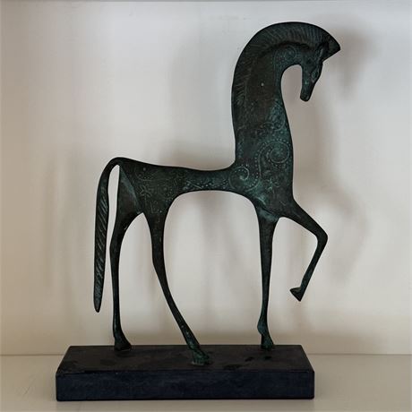 Mid-Century Etruscan Horse Sculpture - 11"T