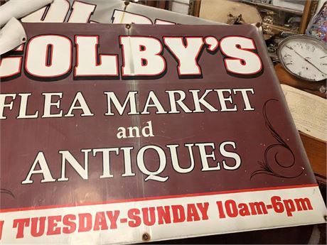 Colby's Flea Market and Antiques Advertising Sign (Vintage) - Set of 2