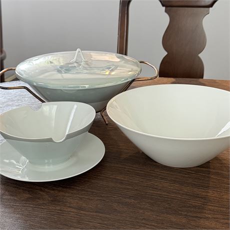 Crystalline Blue by Rosenthal Germany Covered Serving Dish and Gravy Boat