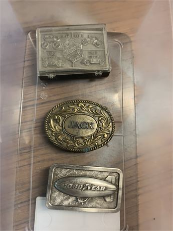 Vintage Brass Buckle "Jack", 1974 Goodyear Blimp Belt Buckle, Oldsmobile