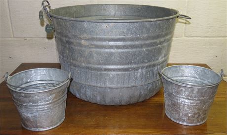 Galvanized Tub, Decorative Buckets