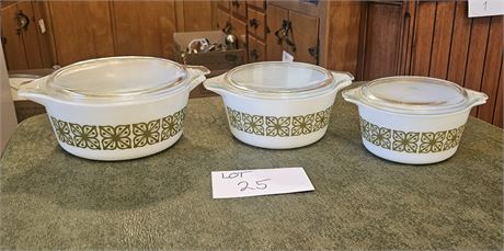 Pyrex Avocado Green Verde Stack Casseroles With Lids