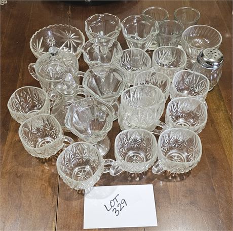 CLEAR GLASS PUNCH CUPS, SHERBERT FOOTED BOWLS & MORE