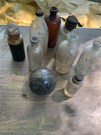 Vintage Collectible Glass Bottles (Some With Lids)