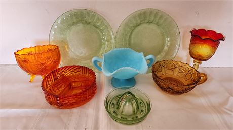 Fenton, depression glass, amber glass