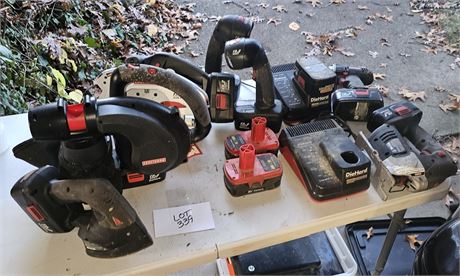 Large Lot Of Mixed Craftsman Cordless Power Tools- Saw, Sander, Lights & More