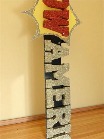 Gold Glittery WOW America Patriotic Store Sign