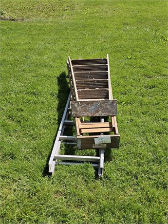 3 Ladders Werner 17ft & Two Wood Ladders 5ft & 7ft