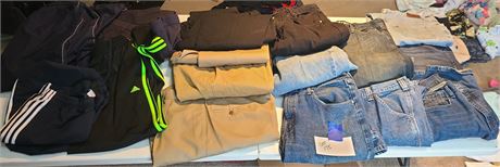 Men's Mixed Jeans & Casual Pants Lot:Wrangler/Nautica/Levis/Adidas & More