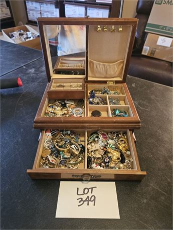 Jewelry Box With Mixed Costume Jewelry- Contents Vary