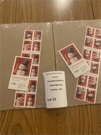 2 US Postal Stamp Sealed Packs 2002 Snowman Greetings  $14.80 each