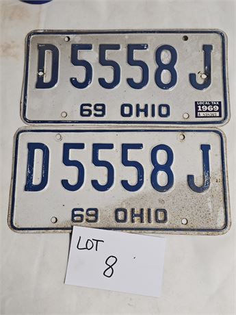 Vintage Ohio 1969 License Plates