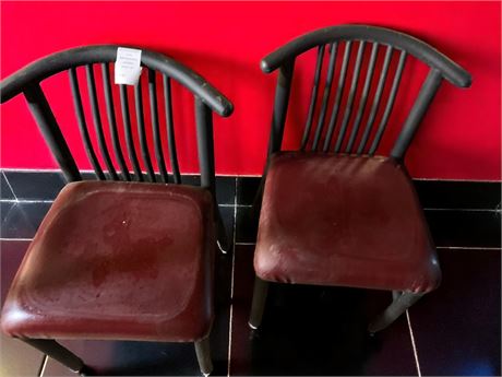 Vinyl Restaurant Pub or Diner Chair Set of 2 In Maroon & Black (Vintage)