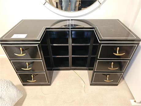 Kroehler High Black Gloss & Inlay Sterling Quality Vanity-Dresser