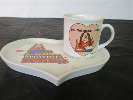 1982 CATHY Guiswite Comic 7 1/2" Dessert Tester China Plate & cup