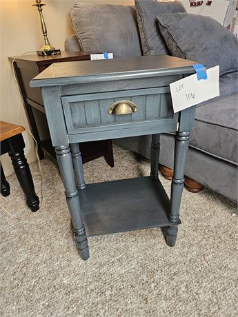 Brand New Blue Veneer Wood End Table