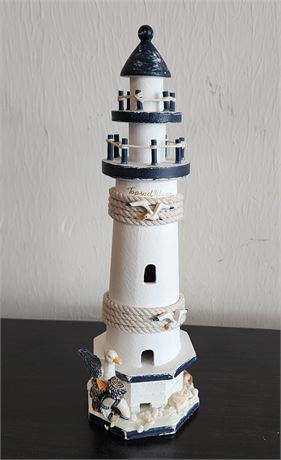 Nautical Carved Wood 13" Tall Lighthouse