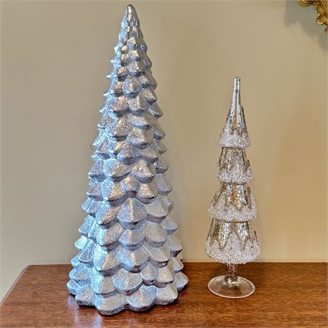 Tall Decorative Ceramic & Glass Christmas Trees
