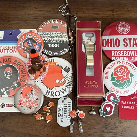Collection of Ohio Sports Teams Pins and Jewelry - Browns, Indians, OSU