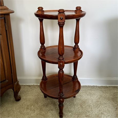 Round 3-Tier Wooden Plant Stand - 12" x 27.5"T