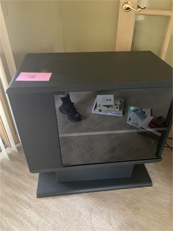 Black TV Stand With Glass Front Door & Underneath Storage