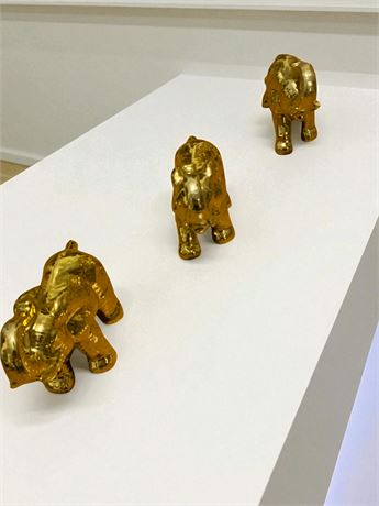 Gold Tone Elephant Figurine Set of 3