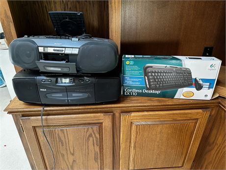 Sony and RCA Boomboxes, Logitech Cordless Keyboard