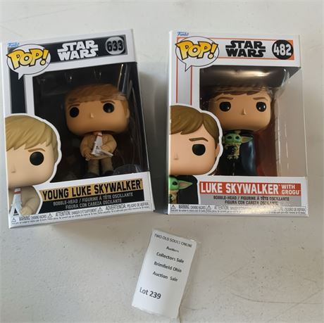 Funko Pop! Vinyl Figures Young Luke Skywalker #633 & Luke Skywalker W/Grogu #482