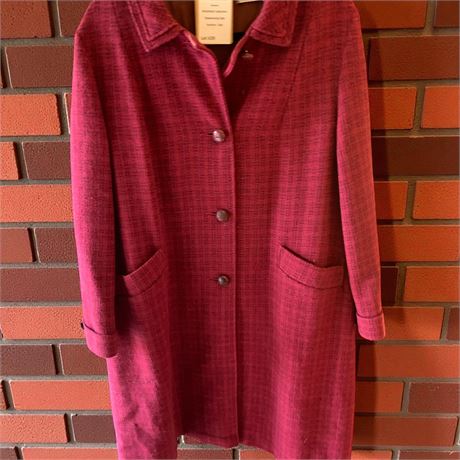 Harris Tweed Handwoven 100& Virgin Scottish Wool Black & Red Plaid Winter Coat