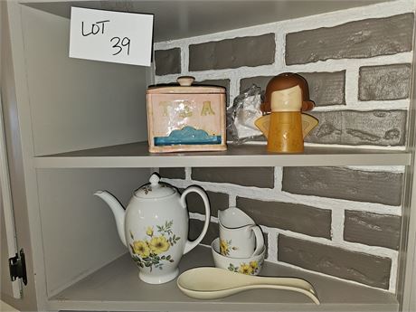Ceramic Tea Box / Floral Teapot / Creamer / Sugar & More