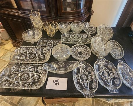 Mixed Crystal & Glass Lot- Servers, Bowls, Relish & More