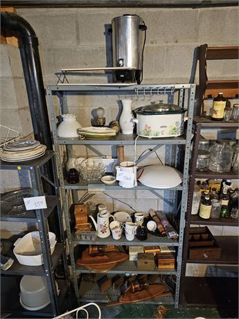 Shelf Cleanout:Crockpot/Enamelware/Teaset/Recipe Boxes & More