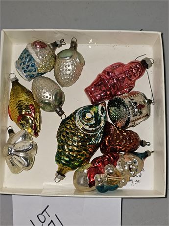 Vintage Antique Figural Ornaments : U.S.A./German/Santa's/Fish & More