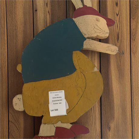 Vintage Painted Wood Cutout Bunny Rabbit Yard/Garden Decor