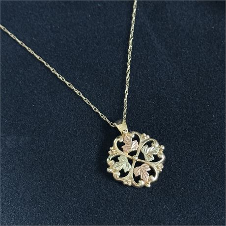 14K Yellow & Rose Colored Gold Necklace, 18" Chain - 2.30g