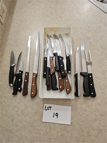 Mixed Kitchen Knife Lot- Pampered Chef, Merrill Iron, Tri Star & More