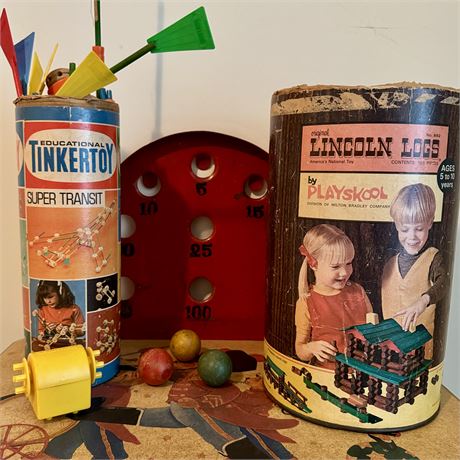 Vintage Lincoln Logs, Tinker Toys and Skee-Ball Game