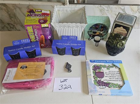 Mixed Decor Lot- Candle Holders, Warmer, Trivet & More